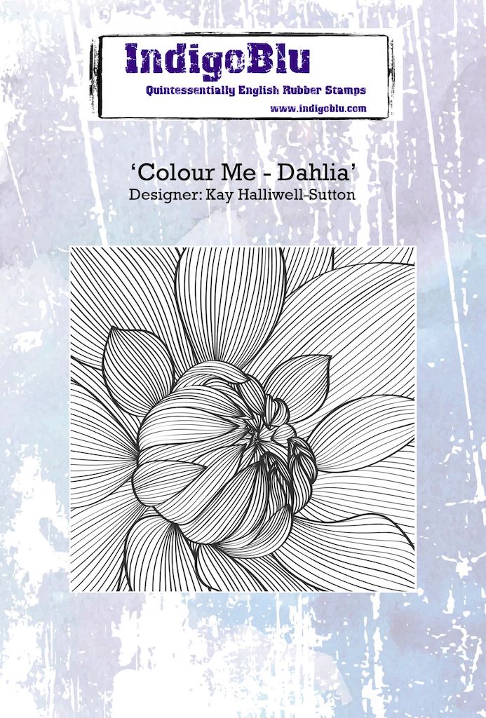 Colour Me - Dahlia A6 Red Rubber Stamp by Kay Halliwell-Sutton